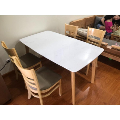 Bộ bàn ăn cabin mặt đá màu tự nhiên 1m4 + 4 ghế cabin  Thương hiệu Nội Thất Bình Long 
