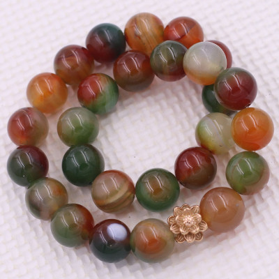 [Mệnh Mộc, Hỏa] Vòng Chuỗi Niệm Phật Đá Mã Não Tứ Qúy 14 Ly 27 Hạt Charm Hoa Sen Inox, Vòng Chuỗi Phật Giáo, Chuỗi Niệm Phật Hạt To - Phong Thủy 868