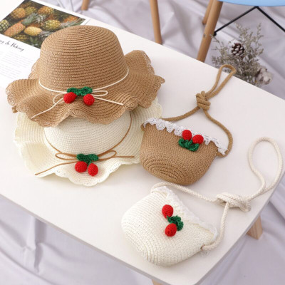 Set mũ cói và túi cói cho bé gái 2 đến 6 tuổi - Nâu
