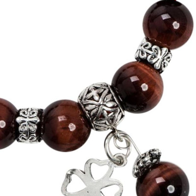 Vòng Thạch Anh Mắt Hổ Nâu Đỏ 10mm Mix Charm Bạc 925 Ngọc Quý Gemstones VT147