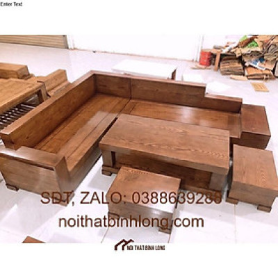 Bàn ghế gỗ sồi Nga góc L trơn hiện đại đẹp mới 2021