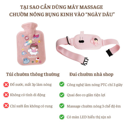 Máy Massage Làm Ấm Bụng, Đai Đeo Giảm Đau Bụng Kinh Nguyệt, Làm Ấm Tử Cung Cho Phụ Nữ Đến Kì 6 CHẾ ĐỘ