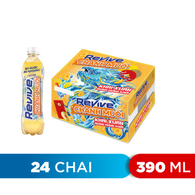 Thùng 24 Chai Nước Giải Khát Revive Chanh Muối (390ml/Chai)