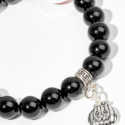 Vòng tay đá obsidian phối charm halloween (hạt 8mm) - Ngọc Quý Gemstones