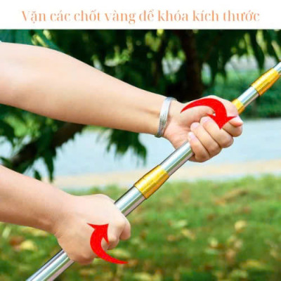 Bộ Sào Vợt Inox Hái Trái Cây Trên Cao 6M – Rút Dài, Kèm 4 Phụ Kiện Cao Cấp Loại 1