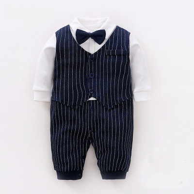 Body vest quý tộc cho bé trai sơ sinh, bộ áo liền quần công tử, size nhỏ từ 0-3m, chất cotton tự nhiên dày dặn mịn đẹp, thân thiện với làn da bé | MS04