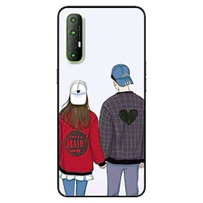 Ốp lưng dành cho Oppo Reno 3 Pro mẫu Cặp Đôi Mũ Trắng Xanh