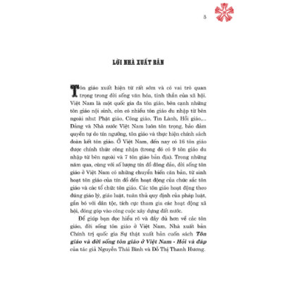 Tôn giáo và đời sống tôn giáo ở Việt Nam - Hỏi và đáp, tác giả Nguyễn Thái Bình và Đỗ Thị Thanh Hương (bản in 2024)