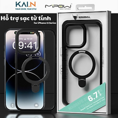 Ốp Lưng Case Trong Suốt Từ Tính Kiếm Đế Dựng MagStand Dành Cho iPhone 15 Pro Max / 15 Pro, Mipw MagStand TRANSPARENT - HÀNG CHÍNH HÃNG