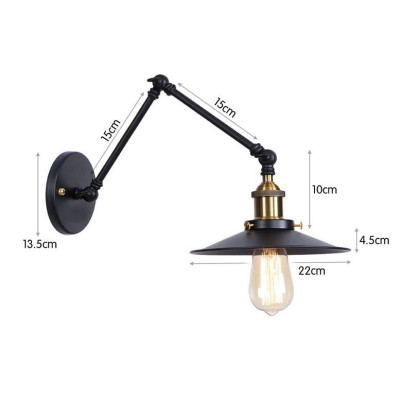 Đèn tường - đèn gắn tường chao sắt thân gấp TU206 kèm bóng LED edision ST64