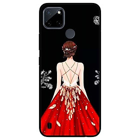 Ốp lưng dành cho Realme C21Y - C25Y mẫu Cô Gái Đầm Đỏ Nền Đen