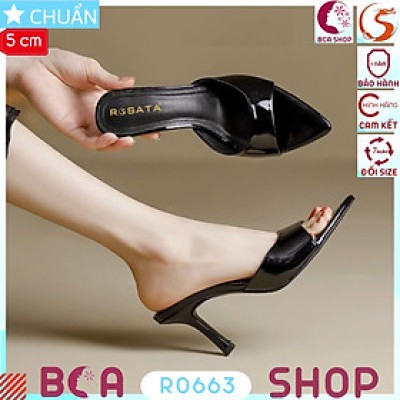 Dép guốc gót nhọn cao 5 phân RO663 ROSATA tại BCASHOP tôn dáng, êm chân kết hợp mũi nhọn tinh tế và thời trang