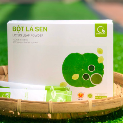 Bột Lá Sen Sấy Lạnh Nguyên Chất Quảng Thanh Hộp 45g  - Ngủ ngon, giảm mỡ máu, giảm cân, mát gan, mờ nám, tàn nhang, đẹp da