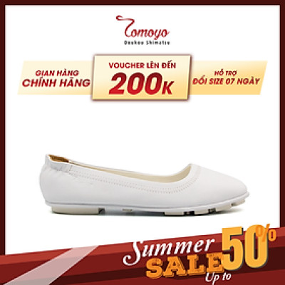 Giày Búp Bê Nữ Trắng Trơn Tomoyo TMW20407