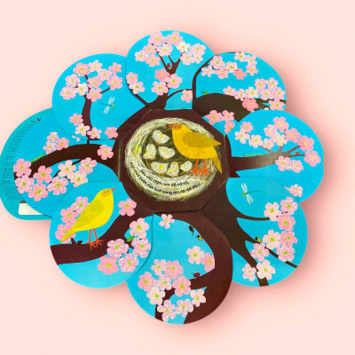 Sách cho bé - Vòng Đời Kỳ Diệu - Trứng Nhỏ Nở Chim Non - Sách tranh, lật mở bông hoa - Khám phá tự nhiên