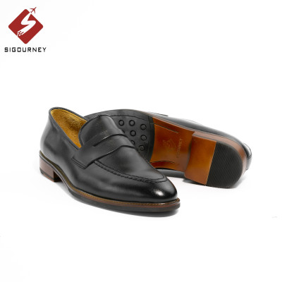 Giày Loafer Nam ĐẾ PHÍP Da Bò Cao Cấp SIGOURNEY Màu Đen Trơn SCC01 Bảo Hành 18 Tháng