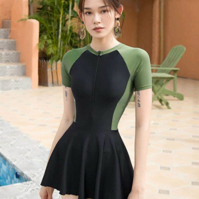 Váy Tắm Nữ Liền Ngắn Tay Thanh Lịch