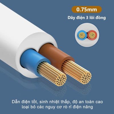 Ổ Cắm Điện USB Đa Năng Cao Cấp Chống Giật 2 Cổng Cắm USB Công Suất 2500W, Có Chốt An Toàn Dây 2m /5m Tiện Dụng