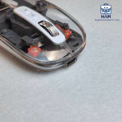 Chuột không dây trong suốt cực chất hàng chính hãng WiWU Crystal Magnetic Wireless Mouse WM105: Kết nối Bluetooth + USB 2.4Ghz