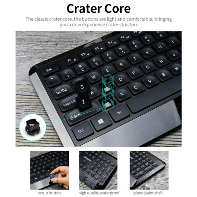 Tổ hợp uFound R-755 106 phím Bàn phím truyền tải 2.4G + Chuột không dây 1200DPI cho Văn phòng Doanh nghiệp