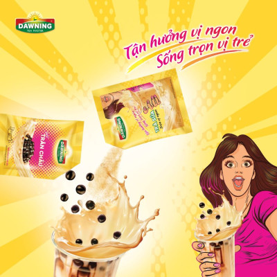 Combo 5 Hộp Trà sữa trân châu DAWNING Tròn vị ngon, thơm trà, tan đá vẫn ngon đậm đà 260g/hộp