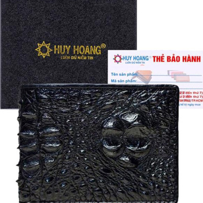 Ví Nam Da Cá Sấu Nguyên Con Huy Hoàng HT2204 (12.5 x 10 cm) - Đen