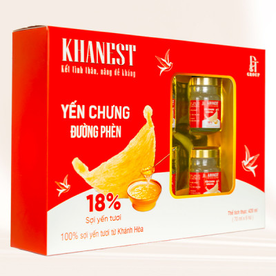 Yến Chưng Đường Phèn KHANEST - Hộp quà 6 hũ - Bồi Bổ Sức Khỏe