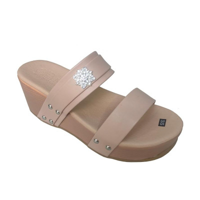 Dép Nữ Quai Ngang Đế Xuồng HÀ NAM Da Bò Thời Trang Cao Cấp 7cm DNU2125