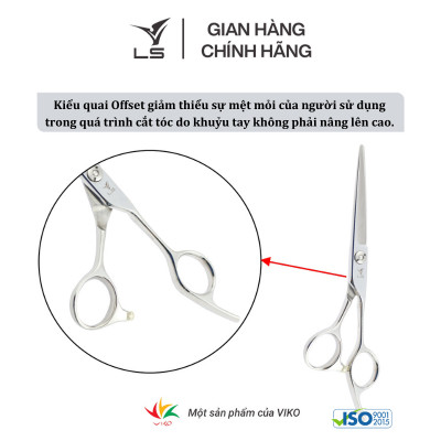 Kéo cắt tóc LS lưỡi thẳng quai offset vênh đỡ ngón cố định JP603