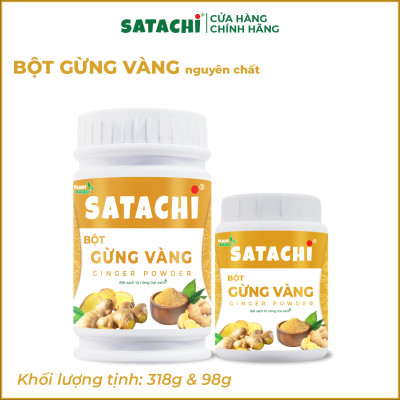 Bột Gừng Vàng SATACHI nguyên chất. Hỗ trợ điều trị khó tiêu mãn tính, giảm đau cơ bắp, giảm viêm, giảm cân. Hộp 98g và 318g