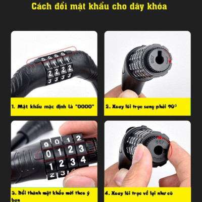 Khóa xe đạp xe máy chống trộm kết hợp mã số, khóa mật khẩu an toàn