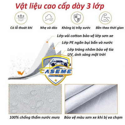 [HONDA] Bạt Phủ Xe Ô Tô 3 Lớp Tráng Nhôm Cao Cấp – Chống Nóng, Chống Thấm, Chống Bụi | Hàng Chính Hãng