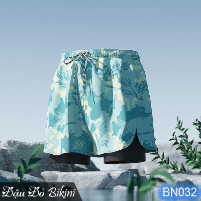 Combo đồ bơi nam quần 2 lớp kèm kính mũ bơi, túi đựng đồ và bịt tai kẹp mũi, set bơi đầy đủ tiện lợi cho nam giới, quần bơi 2 lớp & kính chống đọng sương | BN032
