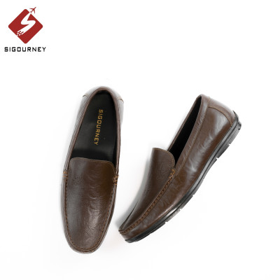 Giày mọi nam da bò cao cấp dành cho giới công sở SIGOURNEY màu nâu SIG20 bảo hành 18 tháng