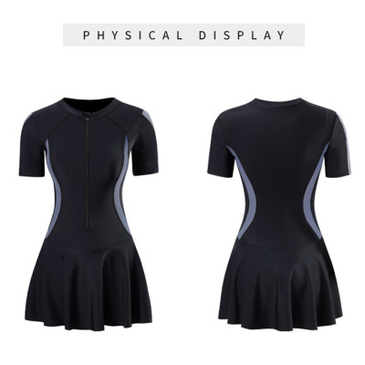 Đồ bơi Nữ  một mảnh tay ngắn dạng váy có khóa kéo ( Có size lớn 70kg)