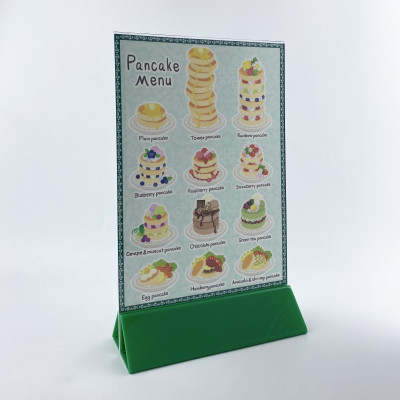 Kệ menu nhà hàng, Standee mica để bàn, Bảng quét mã QR Code, Kệ mica 2 mặt Enter E07-A 150x210mm đế lùa uốn chân chữ A
