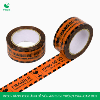 Combo 6 cuộn băng keo HÀNG DỄ VỠ 4.8 cm - Băng dính niêm phong đóng hàng - Nhiều màu