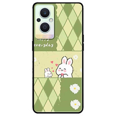 Ốp lưng cho Oppo Reno 2Z - 2F - 6Z - 7Z 5G - 8Z 5G - 8T 4G - 8T 5G - A96 5G - Happy Thỏ Trắng - Hàng Chính Hãng