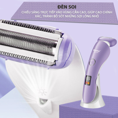 Máy tẩy lông Kemei KM-1539 chuyên dùng cạo lông toàn thân, bikini sử dụng pin sạc tiện lợi - Chính hãng