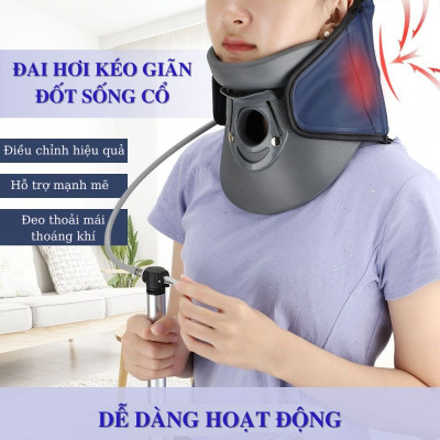 Đai Hơi Cổ - Đai Hơi Kéo Giãn Cố Định Cổ LEAMAI, Nẹp Cố Định Cổ Hỗ Trợ Thoái Hóa Đốt Sống Cổ, Thoát Vị Đĩa Đệm