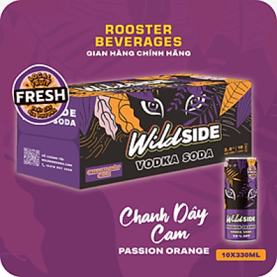 WildSide Vodka Soda Vị Chanh Dây Cam - Thùng 10 Lon (330ml)