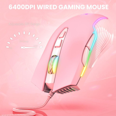 Chuột chơi game có dây ONIKUMA CW905 7 phím tiện dụng  có thể điều chỉnh 6 cấp Hiệu ứng ánh sáng RGB