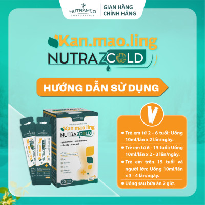 Gói uống tăng cường hệ miễn dịch, làm giảm triệu chứng nhanh chóng cho cảm cúm, cảm lạnh Kan Mao Ling Nutrazcold - 1 hộp x 20 gói x 10ml - Nutramed