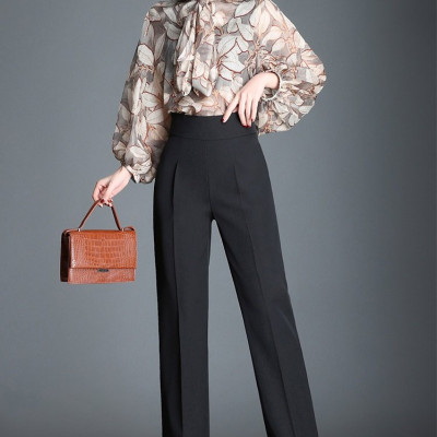 Quần tây ống rộng vải tuyết mưa dày dặn khoá sườn QT19