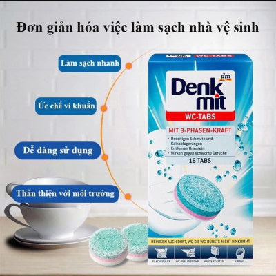 Viên tẩy bồn cầu Denkmit Đức 16 viên diệt khuẩn, khử mùi hôi, sạch mảng bám