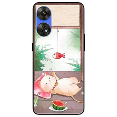 Ốp lưng dành cho Oppo Reno 8T 4G - Reno 8T 5G - Reno 10 5G - Reno 10 Pro 5G - Mèo Nằm Chờ Cá - Hàng Chính Hãng