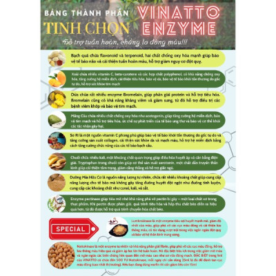 Nước uống Vinatto Enzyme - Bảo vệ sức khỏe tim mạch, giảm cholesterol - Hộp 250ml