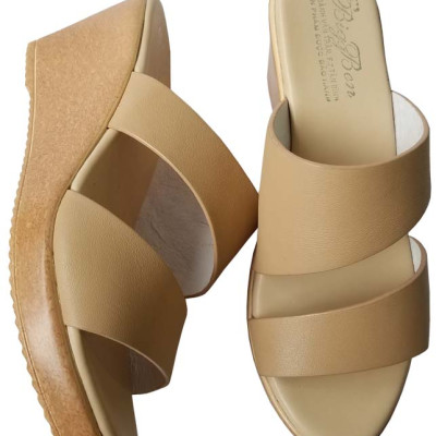 Dép Đế Xuồng Nữ BIGBEN Da Bò Thật Cao 7 Phân DX41