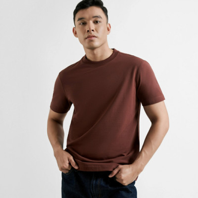 Áo thun nam ROUTINE trơn vải dày mềm co giãn đàn hồi tốt . Form Fitted - 10F24TSS004 | LASTORE MENSWEAR