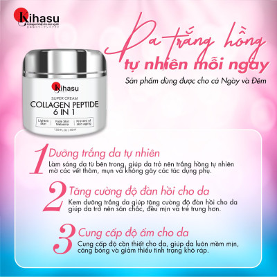 Bộ 2 Kem Dưỡng Collagen Kihasu 6in1 Dưỡng Da Trắng Sáng Đều Màu, Cung Cấp Độ Ẩm, Giúp Da Săn Chắc, Đàn Hồi, Trẻ Trung